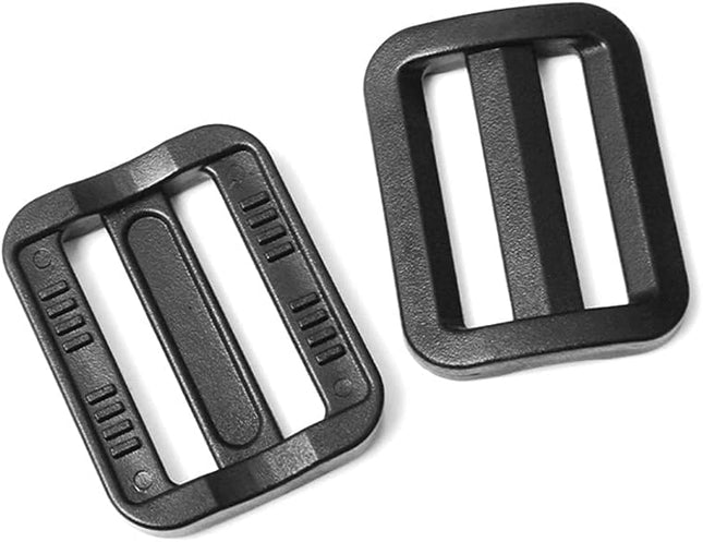 CooBigo 12 Pack Plastic Buckles for Straps 1 Inch Tri-Glide Slide Plastic Slide Clip Heavy in Black