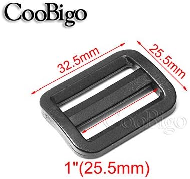 CooBigo 12 Pack Plastic Buckles for Straps 1 Inch Tri-Glide Slide Plastic Slide Clip Heavy – product detail