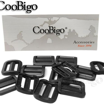 CooBigo 12 Pack Plastic Buckles for Straps 1 Inch Tri-Glide Slide, Plastic Slide Clip Heavy Duty Adjustable Webbing Tri-glides Slider Buckle for Backpack Straps Dog Collar Harness