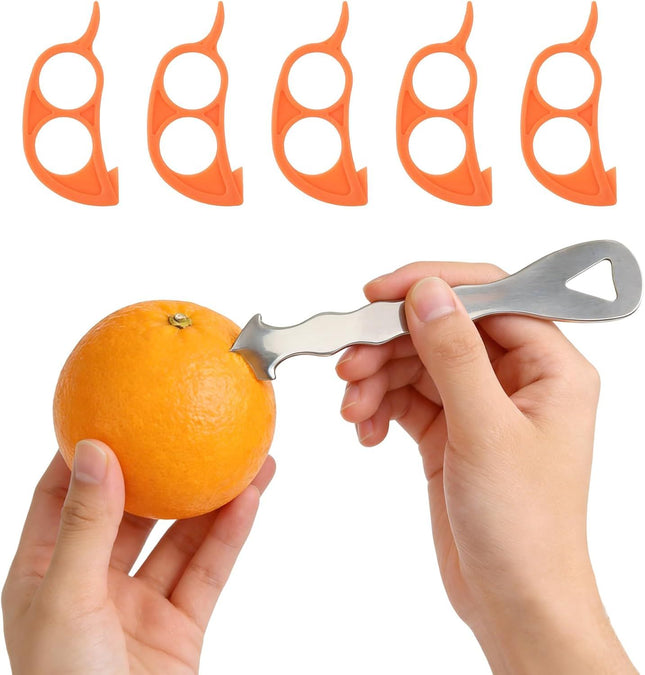 6PCS Stainless Steel Orange Peeler tool 2.76x1.06x0.11'' Orange/Lemon/Grapefruit Effortless Fruit