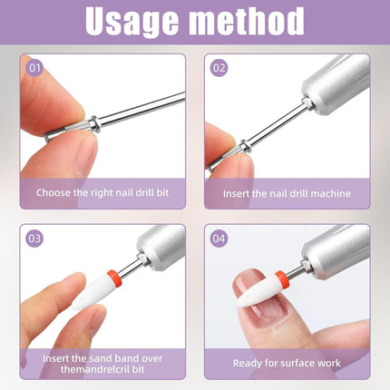 4PCS 3/32 Shank Mandrel Nail Drill Bits, Small Sanding Bands Nail Drill Bits, 3mm Mini Mandrel for Nail Sanding Bands, Stainless Steel Sanding Band Nail Drill Bit for Electric Drill File Machine