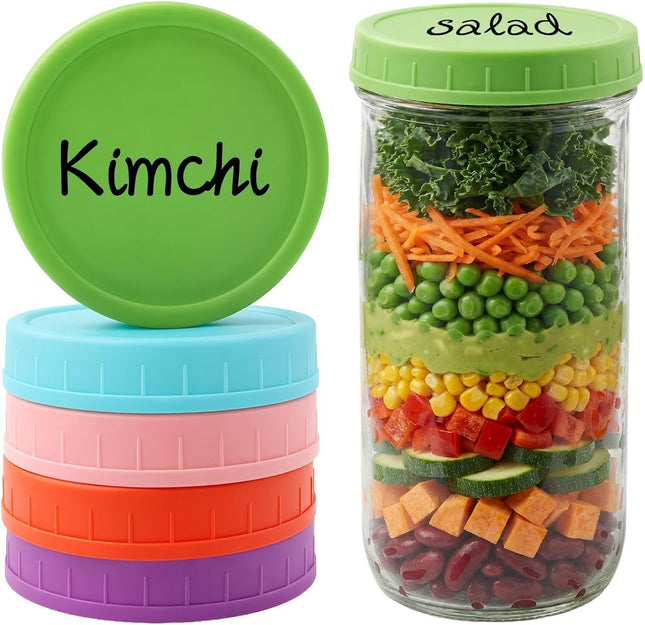 5 Pcs Wide Mouth Mason Jar Lids 86mm Plastic Storage Caps for Wide Mouth Jars V1258-DP02-D-410