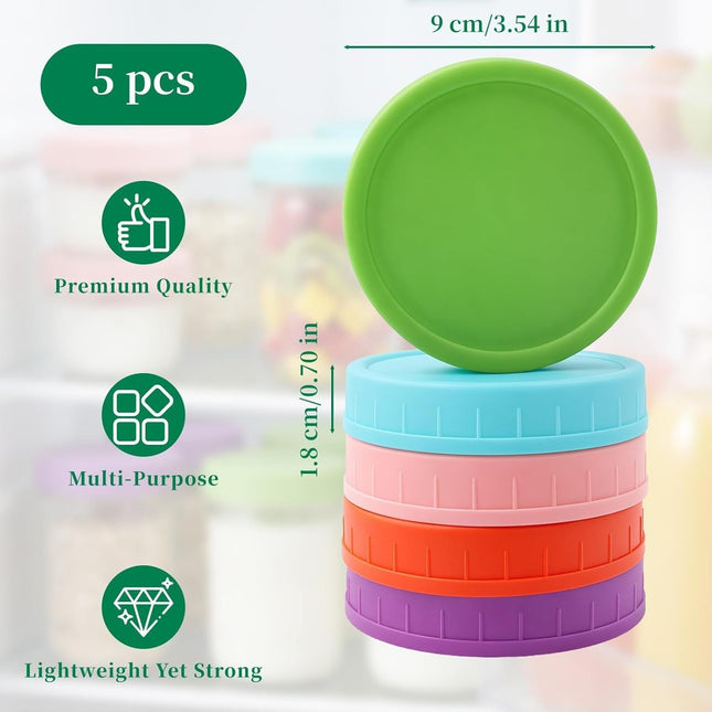 5 Pcs Wide Mouth Mason Jar Lids 86mm Plastic Storage Caps for Wide Mouth Jars – product detail