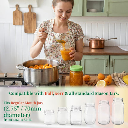 5 Pcs Wide Mouth Mason Jar Lids, 86mm Plastic Storage Caps for Wide Mouth Jars Covers - Reusable Storage Caps/Jar Lids for Mason Glass Jars - Leak-Proof Sealing Covers/Dishwasher Safe