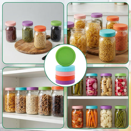 5 Pcs Wide Mouth Mason Jar Lids, 86mm Plastic Storage Caps for Wide Mouth Jars Covers - Reusable Storage Caps/Jar Lids for Mason Glass Jars - Leak-Proof Sealing Covers/Dishwasher Safe