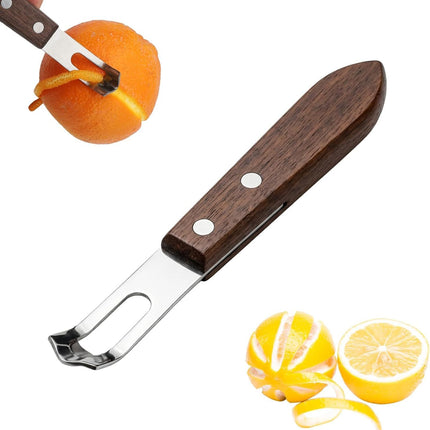 1PCS Citrus Zester and Orange Peeler Tools, Channel Knife, Walnut Wood and Stainless Steel Bar Peeler Tool, Channel Knife for Bartenders & Home Mixologists, Craft Cocktails (5.59 x 0.86'')