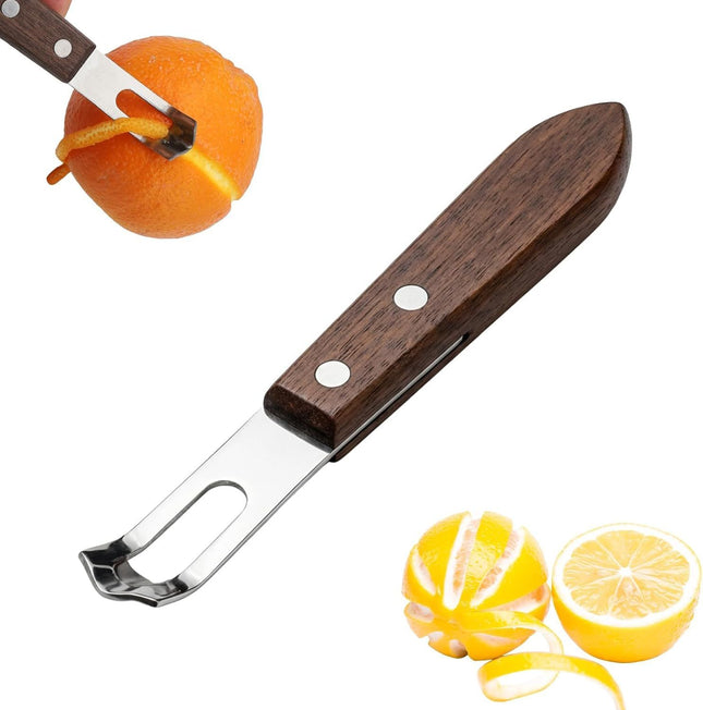 1PCS Citrus Zester and Orange Peeler Tools Channel Knife Walnut Wood and Stainless Steel Bar Peeler (5.59 x