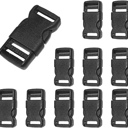CooBigo 10pcs 1/2"(12.5mm) Side Release Buckles Plastic Black Quick Adjustable Buckle For Backpack Strap DIY Pets Collar Accessory