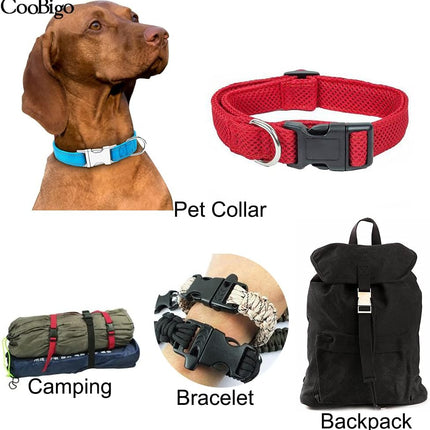 CooBigo 10pcs 1/2"(12.5mm) Side Release Buckles Plastic Black Quick Adjustable Buckle For Backpack Strap DIY Pets Collar Accessory