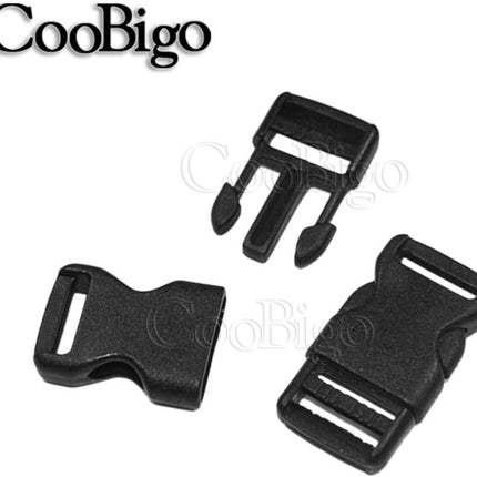 CooBigo 10pcs 1/2"(12.5mm) Side Release Buckles Plastic Black Quick Adjustable Buckle For Backpack Strap DIY Pets Collar Accessory