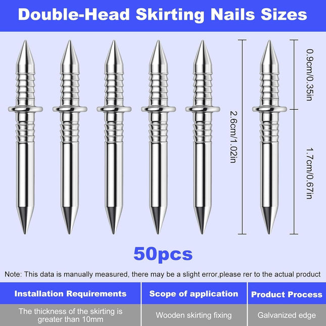 Double Headed Skirting Nails 50PCS Invisible Seamless Baseboard Screws Solid Wood Baseboard – product detail