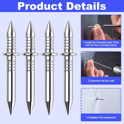 Double Headed Skirting Nails, 50PCS Invisible Seamless Baseboard Screws, Solid Wood Baseboard Double-Headed Nails, Double Sided Nails for Wood, Skirting Line Without Marks Nail for Solid Wood Trim