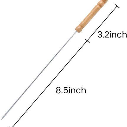 12 PCS Skewers for Grilling, Kabob Skewers with Wood Handle, Reusable BBQ Barbecue Sticks for Marshmallow, Hot Dog, Meat, Vegetable, Camping Cookware Grill Cooking, 11.7" (Including Handle)