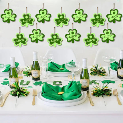 20Pcs Wooden Shamrock Ornaments to Paint, 3.2 Inch St. Patrick's Day Unfinished Wood Shamrock Cutouts, DIY Blank Luck Clover Shape Hanging Ornaments Ropes with for Crafts Tree Home Decor
