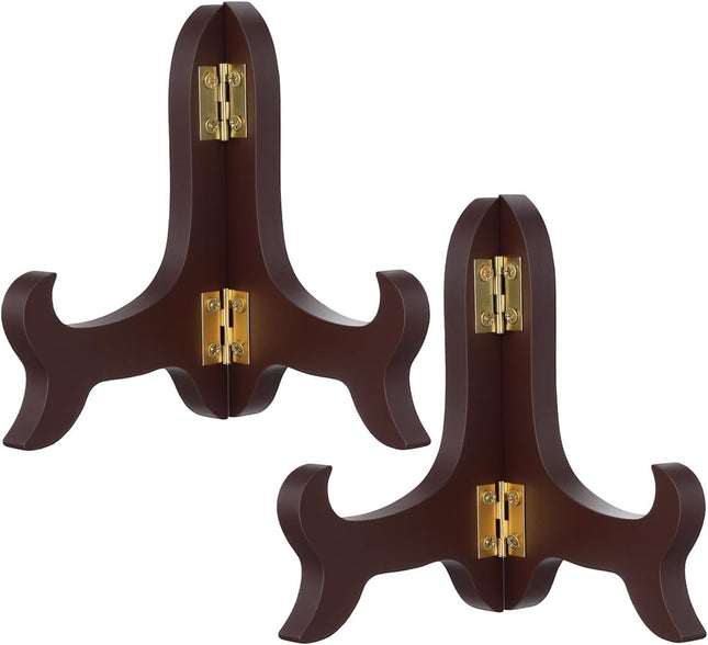 2 Pcs 3.94in Wooden Easel Plate Holder Decorative Wooden Display Stand Folding Small Easels for in Brown
