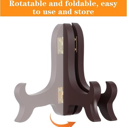 2 Pcs 3.94in Wooden Easel Plate Holder, Decorative Wooden Display Stand, Folding Small Easels for Display, Brown Small Picture Stands for Display Picture Frame Book Dish Artwork Easels