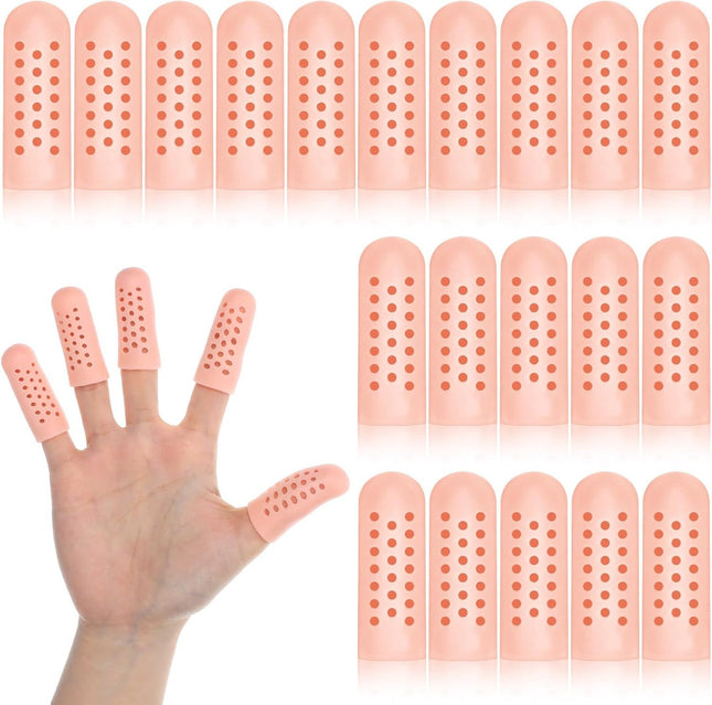 20PCS Gel Finger Cots with Air Holes Silicone Finger Protectors Fingers Covers for Wounds