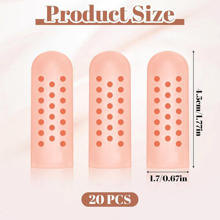 20PCS Gel Finger Cots with Air Holes, Silicone Finger Protectors Fingers Covers for Wounds Breathable Thumb Protector Gloves for Fingers Cracking Trigger Arthritis Pain Relief