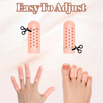 20PCS Gel Finger Cots with Air Holes, Silicone Finger Protectors Fingers Covers for Wounds Breathable Thumb Protector Gloves for Fingers Cracking Trigger Arthritis Pain Relief
