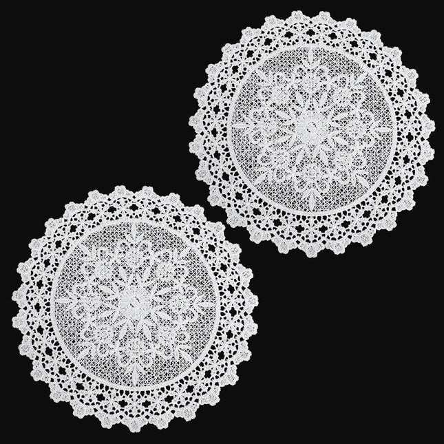 2PCS Vintage Crochet Doilies 10 Inch Lace Doilies for Tables Round Lace Coasters Handmade Placemats in White