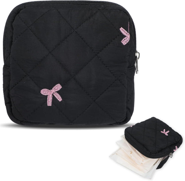 Portable Period Bags for Girls Cute Bow Period Pouch for Pads Sanitary Napkins Small Tampons Sanitary