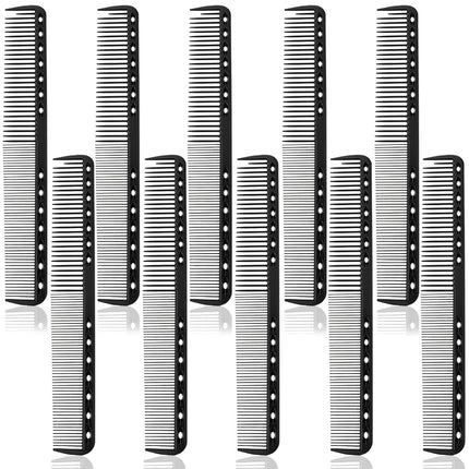 10PCS Cutting Combs for Hair Stylist, Carbon Fiber Hair Combs Fine Tooth Comb Barber Comb Heat Resistant Carbon Fiber Professional Salon Hairdressing for Salon Stylist Men and Women Black