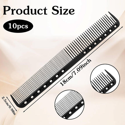 10PCS Cutting Combs for Hair Stylist, Carbon Fiber Hair Combs Fine Tooth Comb Barber Comb Heat Resistant Carbon Fiber Professional Salon Hairdressing for Salon Stylist Men and Women Black