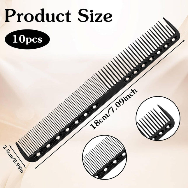 10PCS Cutting Combs for Hair Stylist Carbon Fiber Hair Combs Fine Tooth Comb Barber Comb – product detail