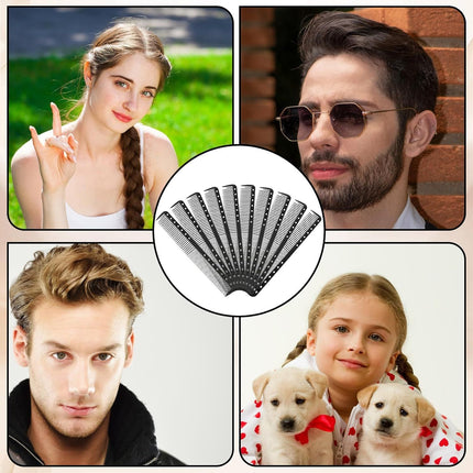 10PCS Cutting Combs for Hair Stylist, Carbon Fiber Hair Combs Fine Tooth Comb Barber Comb Heat Resistant Carbon Fiber Professional Salon Hairdressing for Salon Stylist Men and Women Black