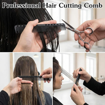 10PCS Cutting Combs for Hair Stylist, Carbon Fiber Hair Combs Fine Tooth Comb Barber Comb Heat Resistant Carbon Fiber Professional Salon Hairdressing for Salon Stylist Men and Women Black