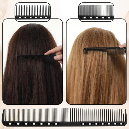 10PCS Cutting Combs for Hair Stylist, Carbon Fiber Hair Combs Fine Tooth Comb Barber Comb Heat Resistant Carbon Fiber Professional Salon Hairdressing for Salon Stylist Men and Women Black