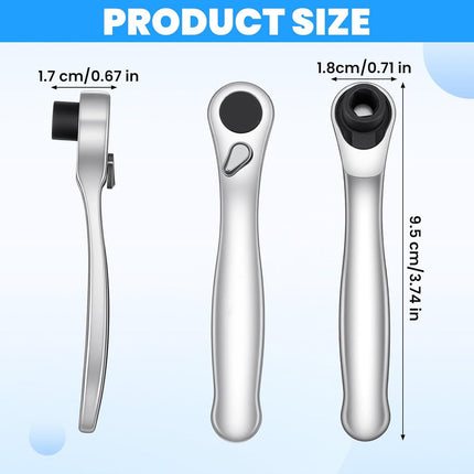 Mini 1/4 Ratchet Wrench, Reversible Stubby Ratchet, Oval Head Socket Wrench, Steel Quarter Inch Compact Socket Wrenches for Tight Spaces