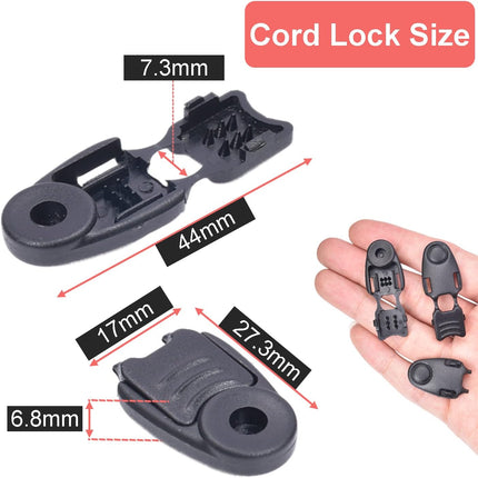 CooBigo 20 Pack Zipper Pull Cord Ends Zipcords Stopper Paracord Parachute Clips Running Shoe lace Elastic Shock Bungee Rope Drawstrings Ends Lock DIY Replacement Plastic Black