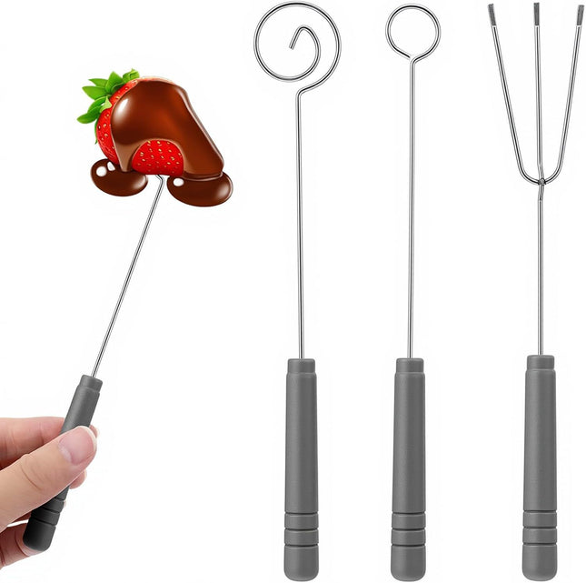 3PCS Chocolate Dipping Tools Stainless Steel Candy Dipping Tools Set Chocolate Dip Fork Baking
