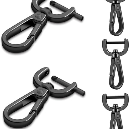 CooBigo 4Pack 5/8 Inch Detachable Snap Hook Swivel Clasp, Metal Swivel Lobster Claw Clasps for Paracord Lanyard, Purse Strap Clips Extender Hardware, Backpack Pendant, Pets Collar Accessory (Black)
