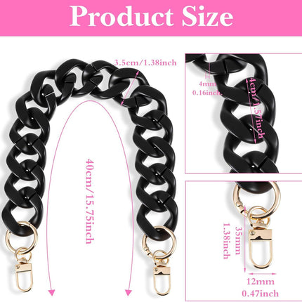 1PCS Black Purse Chain Replacement, 15.7 Inch Acrylic Bag Chain, Black Purse Chains Strap, Adjustable Handbag Strap Handles for Shoulder Bags DIY Crafts