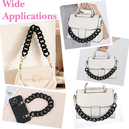 1PCS Black Purse Chain Replacement, 15.7 Inch Acrylic Bag Chain, Black Purse Chains Strap, Adjustable Handbag Strap Handles for Shoulder Bags DIY Crafts
