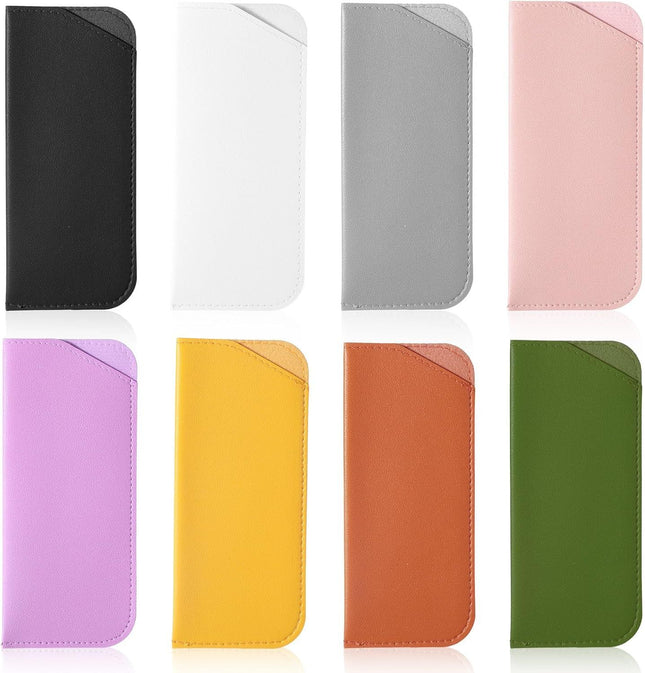 8 Pack Soft Glasses Case 6.89 X 2.95 Inch Soft Leather Glasses Pouch Portable Thin Eyeglasses Case for