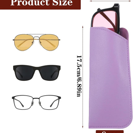 8 Pack Soft Glasses Case, 6.89 X 2.95 Inch Soft Leather Glasses Pouch, Portable Thin Eyeglasses Case for Women Men Travelling Reading