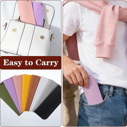 8 Pack Soft Glasses Case, 6.89 X 2.95 Inch Soft Leather Glasses Pouch, Portable Thin Eyeglasses Case for Women Men Travelling Reading