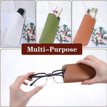 8 Pack Soft Glasses Case, 6.89 X 2.95 Inch Soft Leather Glasses Pouch, Portable Thin Eyeglasses Case for Women Men Travelling Reading