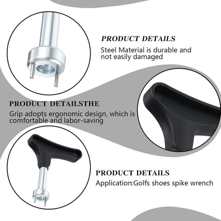 2 Pcs Golf Spike Removal Tool, Stainless Steel Golf Shoe Spikes Wrench, Multifunction Golf Wrench, Adjustment Cleat Key Remover for Spike Shoes (Universal, Black)