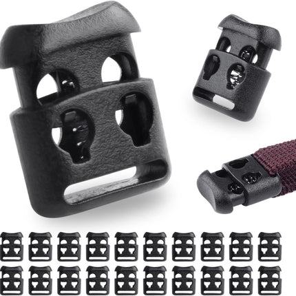 CooBigo Plastic Cord Locks for Paracord Drawstring Clip, Spring Toggle Cord Stopper Sweatpant Hat Gloves Hoodie String Lock