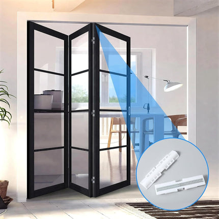 3 Pcs Bifold Door Spring Slide Rail, PET Bi-Fold Door Slide Guide, White Top Track Guide for Bi-Fold Closet Doors and Folding Doors, Easy to Install Bifold Closet Door Replacement Hardware