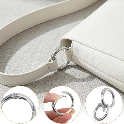 16 Pcs Spring O Ring Clips, Metal Key Ring Clips, Round Carabiner Clip, Small Keychain Clip for Keys, Buckle, Handbag, Bag Purse, Mini Keyring, Replacement Paracord Keychain (Gold, Silver)