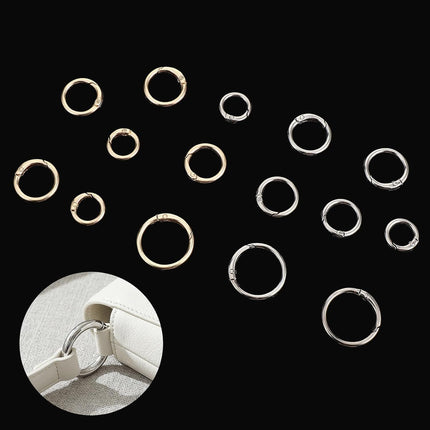 16 Pcs Spring O Ring Clips, Metal Key Ring Clips, Round Carabiner Clip, Small Keychain Clip for Keys, Buckle, Handbag, Bag Purse, Mini Keyring, Replacement Paracord Keychain (Gold, Silver)