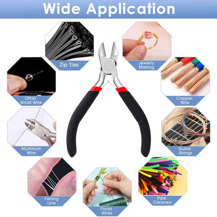 Wire Cutters, Small Side Cutters for Crafts, Flush Cutting Pliers for Jewelry Making, Floral Wire Cutters for Artificial Flowers, Zip Tie Cutters for Cable Tie, Wire Cutting Tool for Guitar Strings