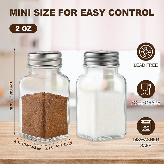 Salt and Pepper Shakers Set Salt Shaker 2 Pcs High Transparency Glass Stainless Steel Kitchen Tools Home – product detail