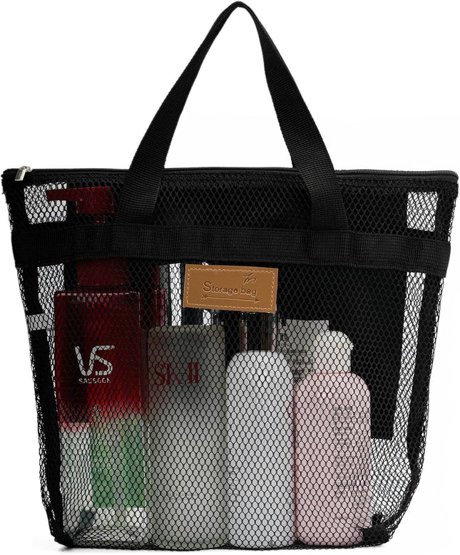 Mesh Shower Caddy Bag Portable Hanging Toiletry and Bath Organizer with Zipper for Travel Gym Camping