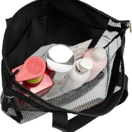 Mesh Shower Caddy Bag Portable Hanging Toiletry and Bath Organizer with Zipper for Travel, Gym, Camping, College Dorms, Beach